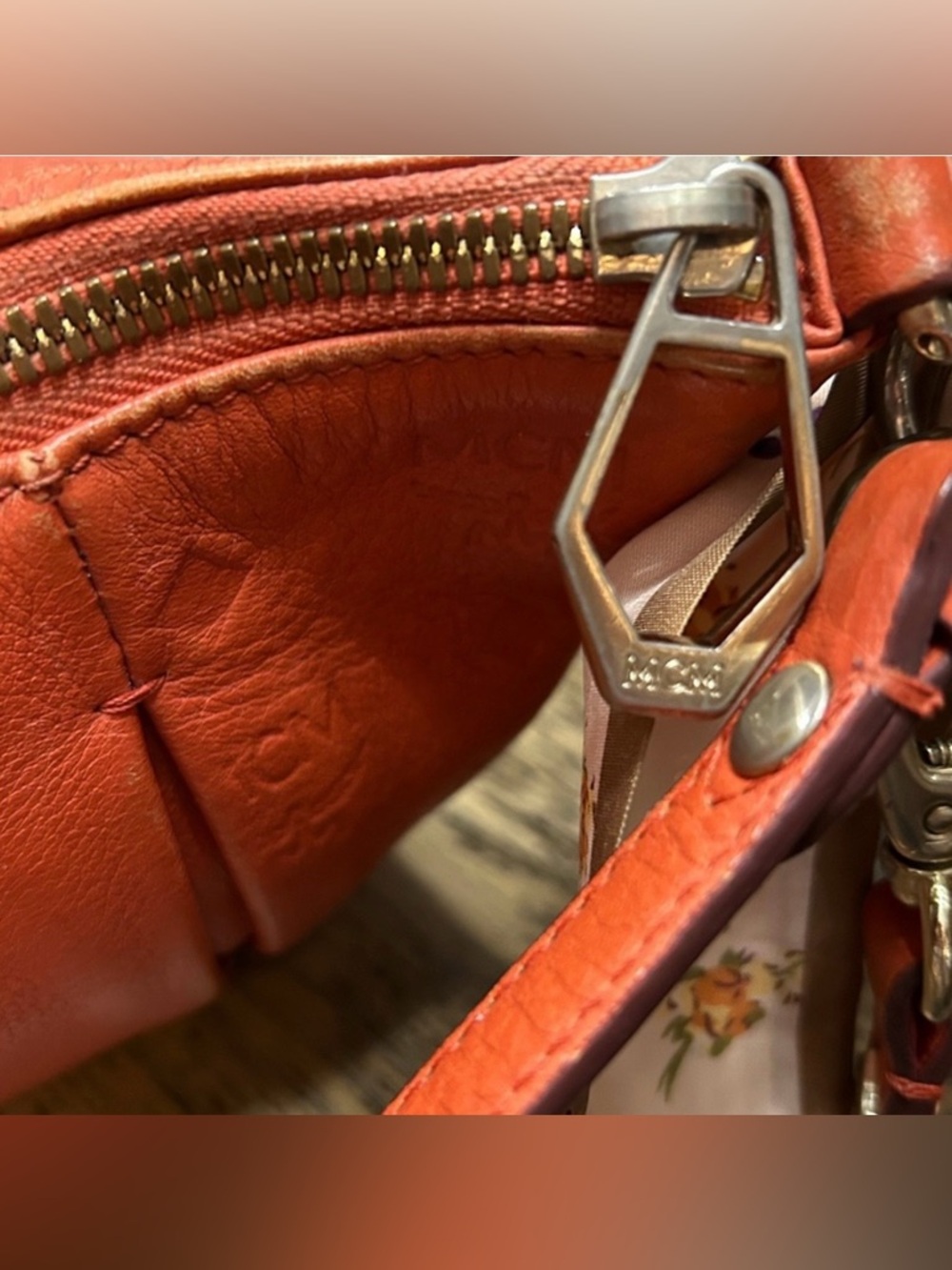 MCM Logo-Lined Zip Top Shoulder Bag EUC!!! - Picture 11 of 13